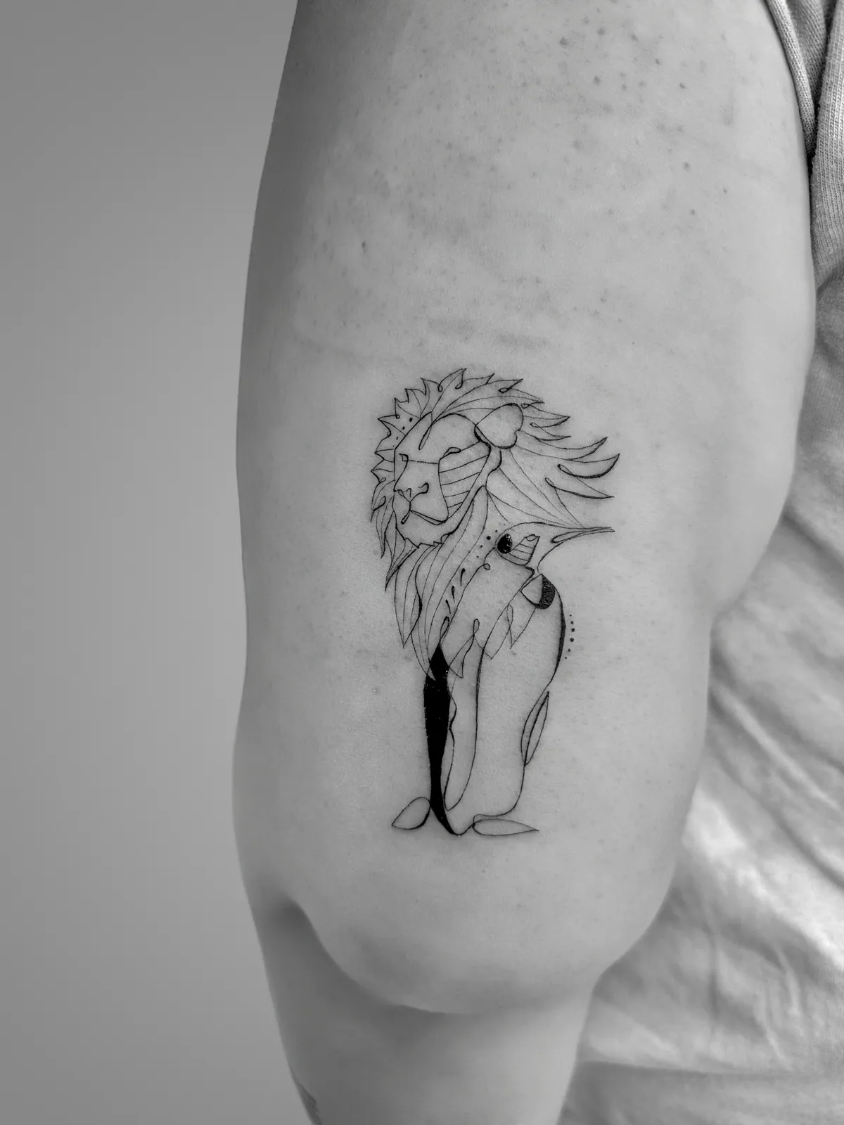 Small Lion Profile — tattoo view