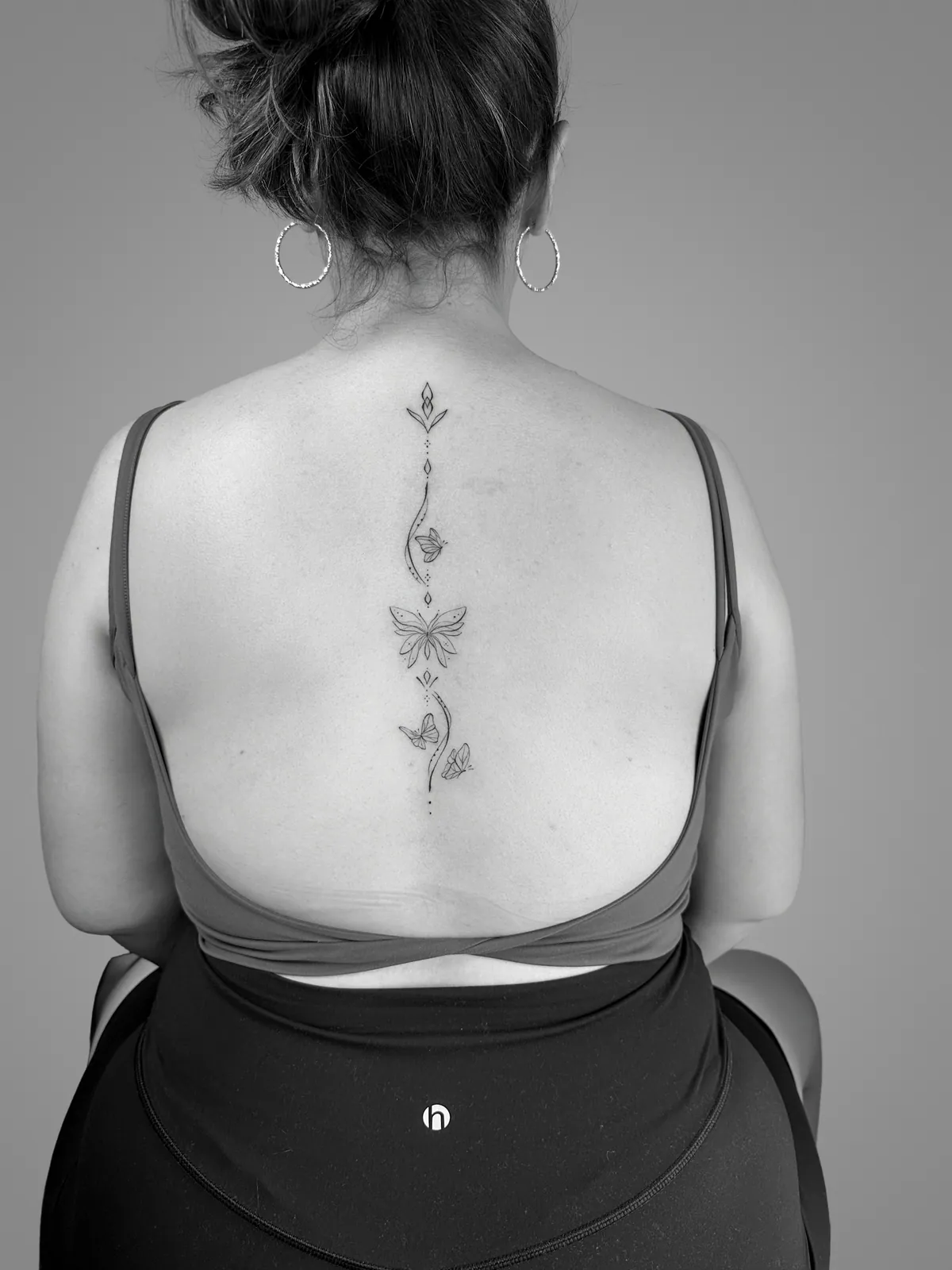 Vertical Floral Back Ornament — tattoo view