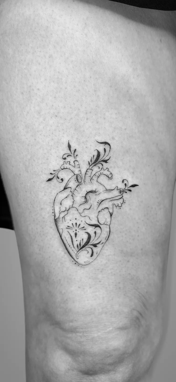 Ornamental Anatomical Heart — tattoo view